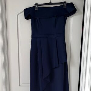Xscape One Shoulder Navy Dress
